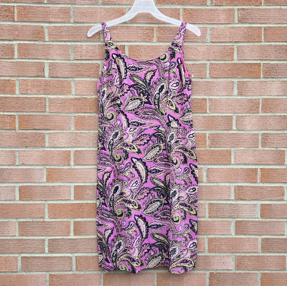 Anna Sui Vintage Pink Paisley Sleeveless Sequined Sheath Dress Size 10 2001 - Picture 2 of 7